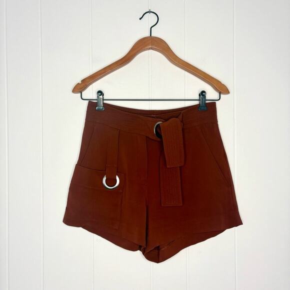 A.L.C. Lucile Trapunto-Stitched Shorts Rust Orange Drape Spring Women’s Size 0 - Picture 2 of 9